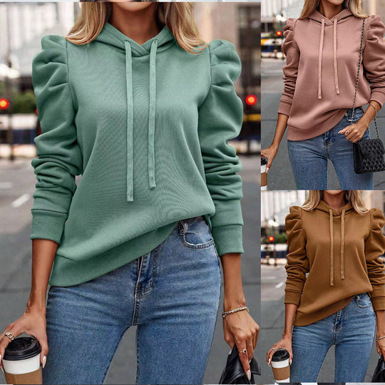 Damen modischer Kapuzenpullover mit voluminösen Ärmeln und lässigem Schnitt Heidi-Mode