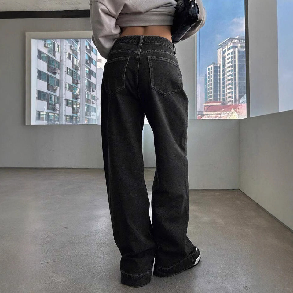 Damen Weite Jeanshose im modernem Schnitt mit elegantem Design Heidi-Mode