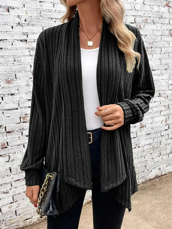 Damen angesagte Strickjacke mit strukturiertem Design und offenem Schnitt Heidi-Mode