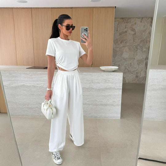 Damen lässiges Set aus Crop-Top und Jogginghose Heidi-Mode