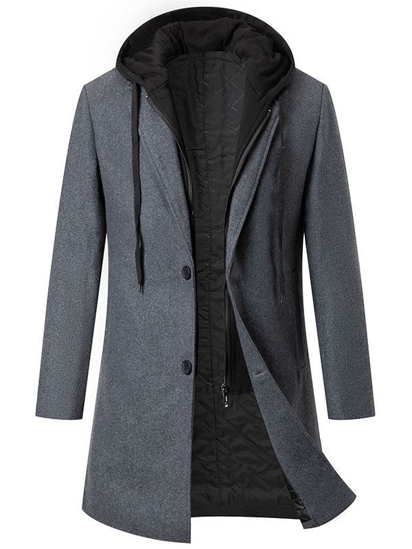 Herren eleganter Mantel mit abnehmbarer Kapuze und prämierter Isolierung Heidi-Mode