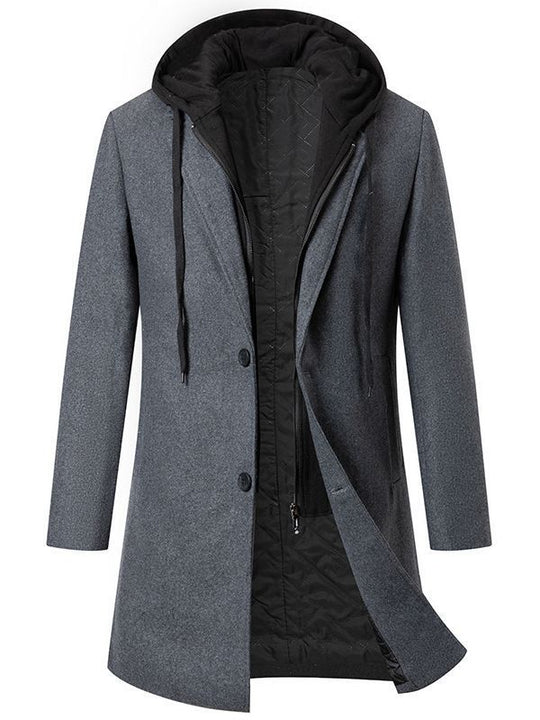 Herren eleganter Mantel mit abnehmbarer Kapuze und prämierter Isolierung Heidi-Mode
