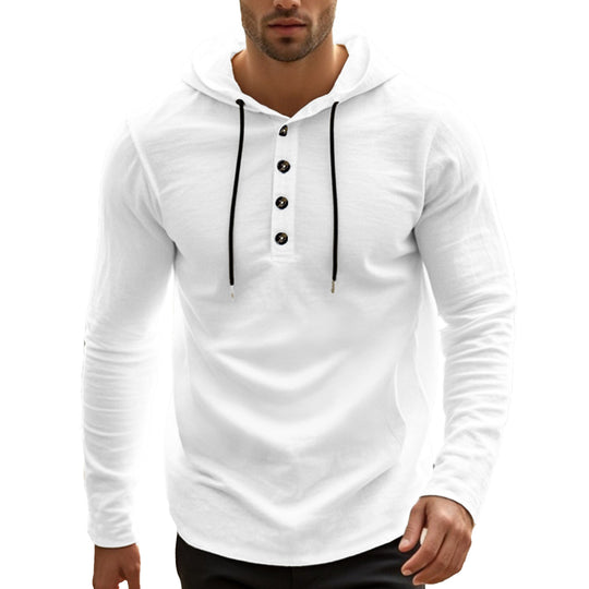 Herren Sportliches Kapuzenoberteil aus atmungsaktivem Material mit Knopfleiste Heidi-Mode