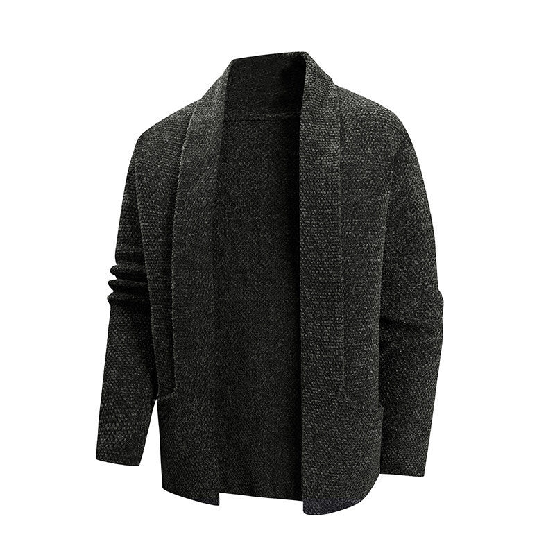 Herren modische Strickjacke mit offenem Kragen und praktischen Taschen Heidi-Mode
