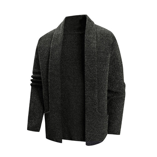 Herren modische Strickjacke mit offenem Kragen und praktischen Taschen Heidi-Mode