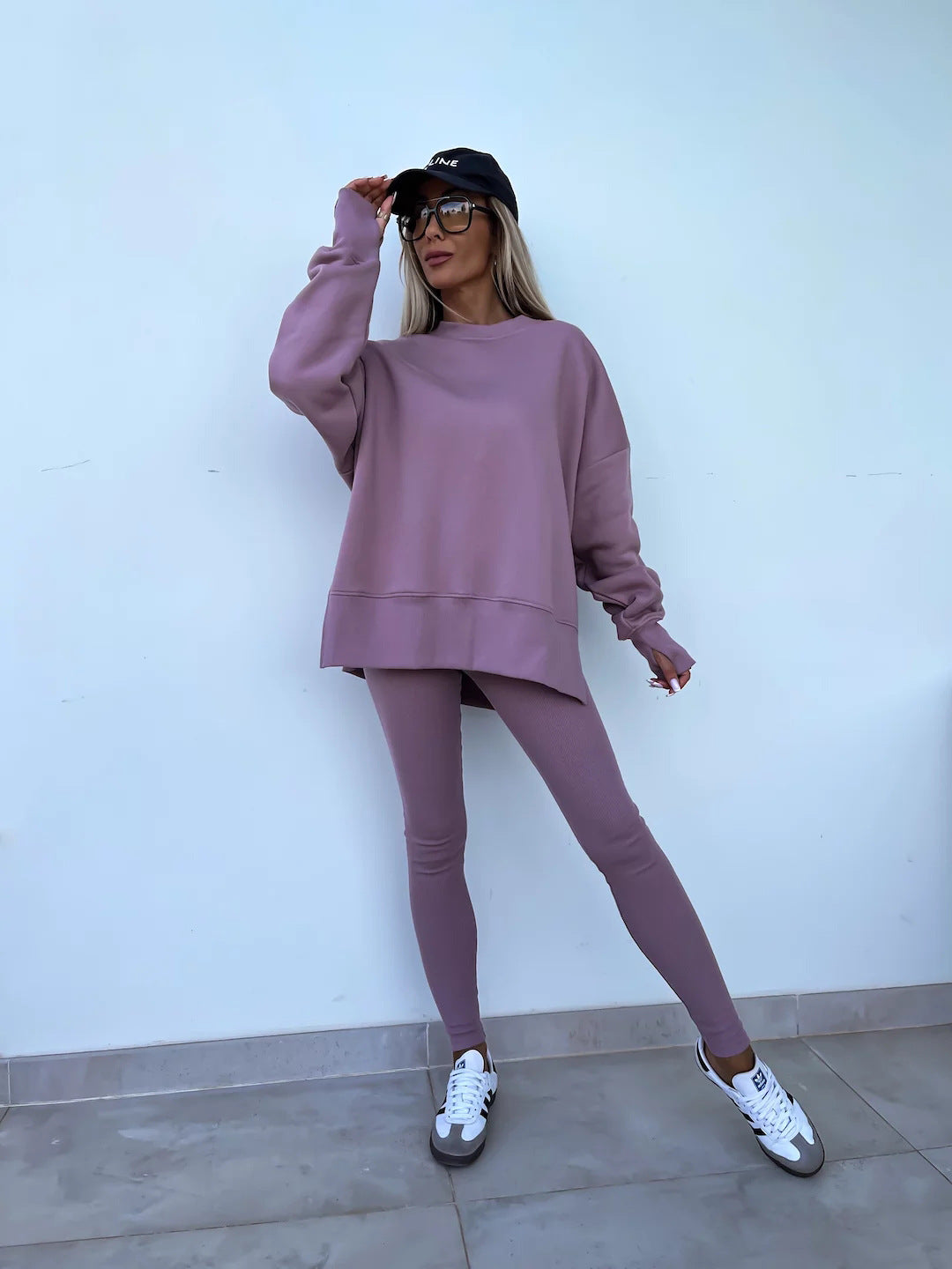 Damen lässiger Oversized-Sweater und leggings im Set Heidi-Mode