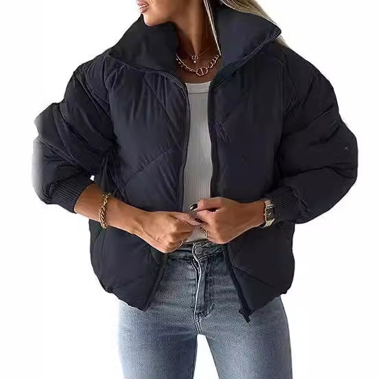 Damen Wärmeisolierte Steppjacke mit hohem Kragen und elastischen Bündchen Heidi-Mode