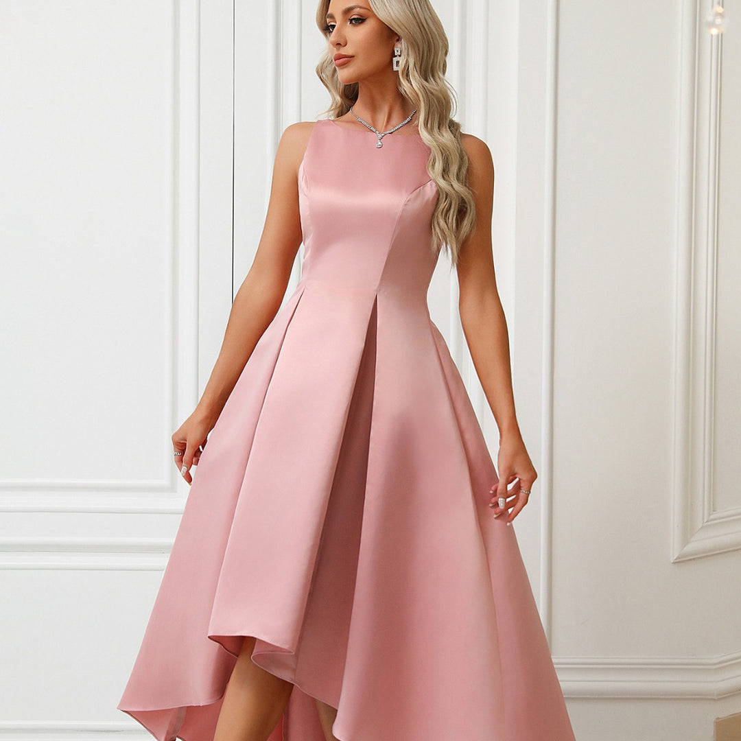 Damen Asymmetrisches Abendkleid aus satin mit Faltenwurf Heidi-Mode