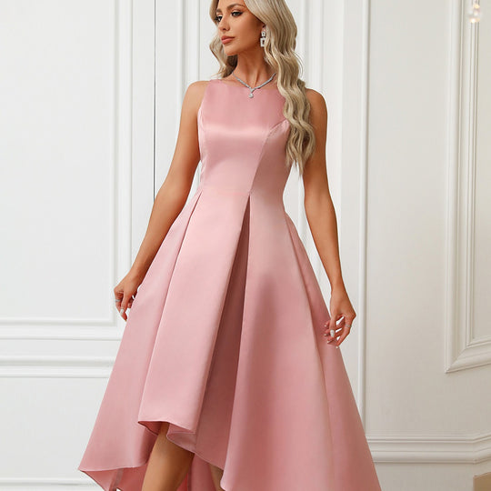 Damen Asymmetrisches Abendkleid aus satin mit Faltenwurf Heidi-Mode