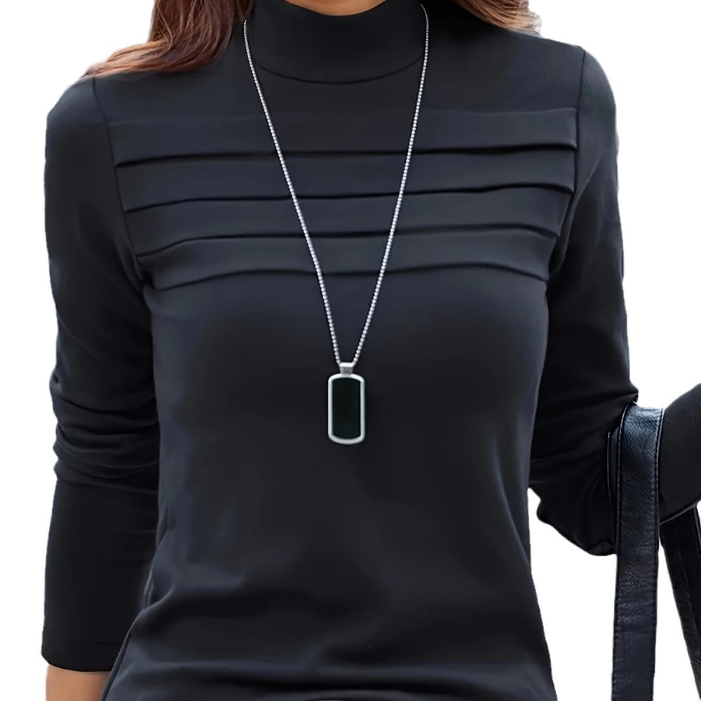 Damen Langarmshirt mit strukturiertem Kragen und elegantem Faltenwurf Heidi-Mode
