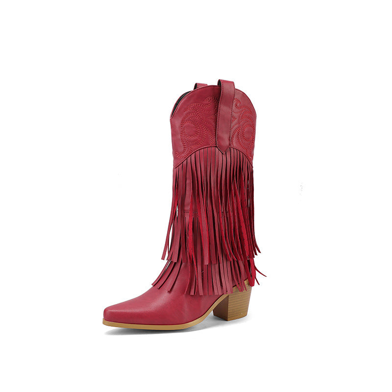 Femme Verziert Fransen Western Cowboy Stiefel Heidi-Mode