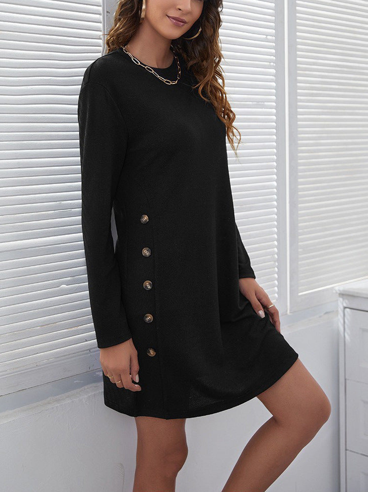 Damen Freizeitkleid mit eleganten Knopfdetails und lässigem Schnitt Heidi-Mode