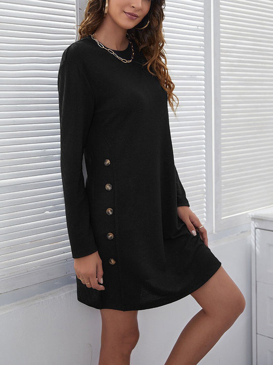 Damen Freizeitkleid mit eleganten Knopfdetails und lässigem Schnitt Heidi-Mode