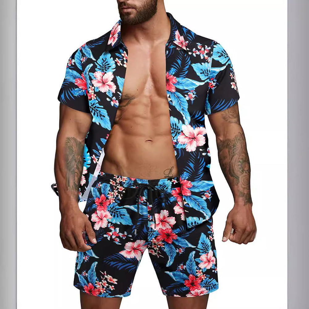 Herren kurzärmliges Hemd und Badeshorts Set Heidi-Mode