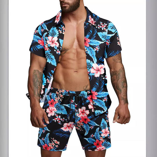 Herren kurzärmliges Hemd und Badeshorts Set Heidi-Mode