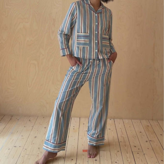 Damen Pyjama-Set mit modischem Streifenmuster Heidi-Mode