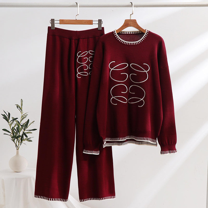 Damen gemütliches Sweatset mit grafischem Design und eleganten Kontrastdetails Heidi-Mode