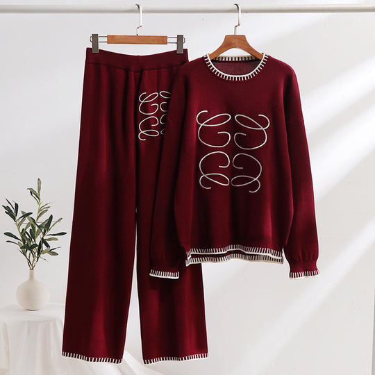 Damen gemütliches Sweatset mit grafischem Design und eleganten Kontrastdetails Heidi-Mode