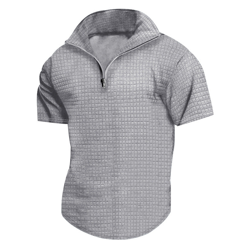 Herren konvertible Kurzarmjacke mit Reißverschluss und strukturiertem Design Heidi-Mode