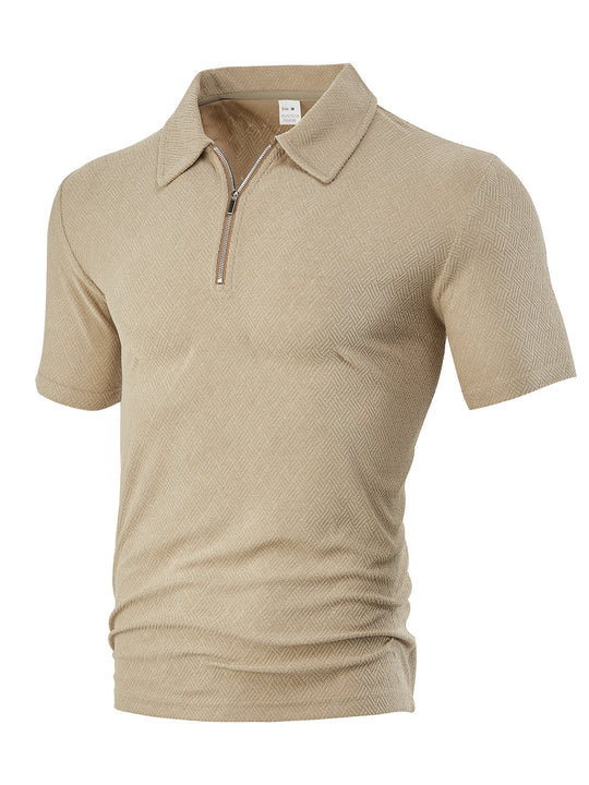 Herren Polo-Shirt mit elegantem Reißverschluss und strukturiertem Design Heidi-Mode