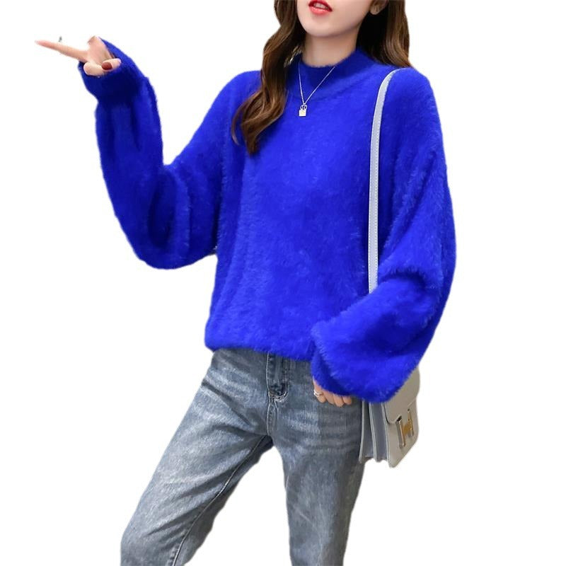 Damen Flauscher Rollkragenpullover mit Puffärmeln und strukturiertem Design Heidi-Mode