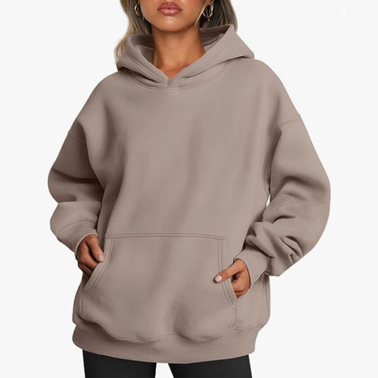 Damen Übergrößen Kapuzenpullover mit praktischen Taschen undlässigem Schnitt Heidi-Mode