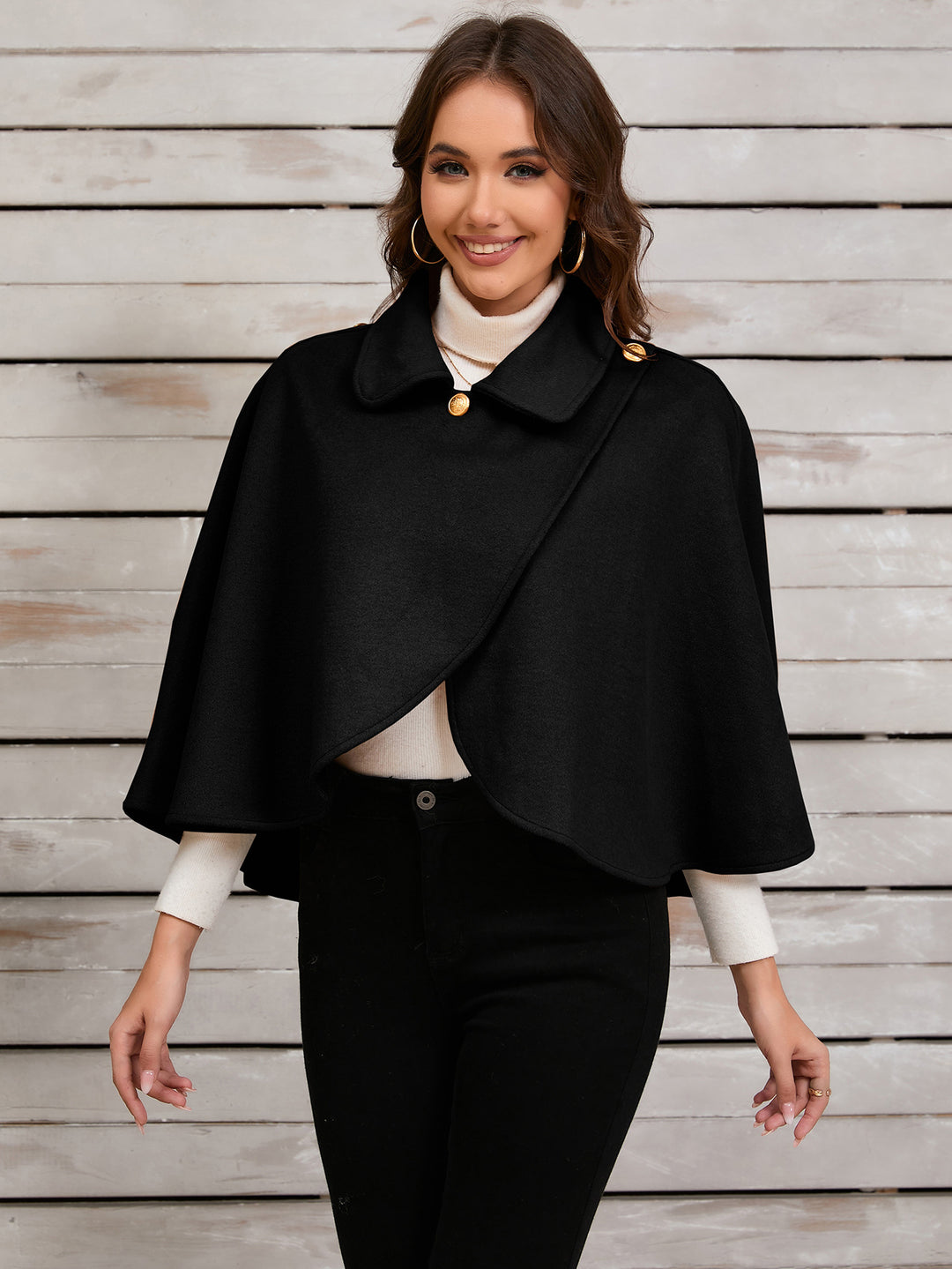 Damen modischer Umhang mit Knöpfen Heidi-Mode