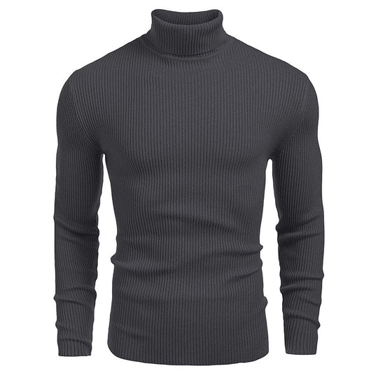Herren Rollkragenpullover aus feinem Rippstrick Heidi-Mode