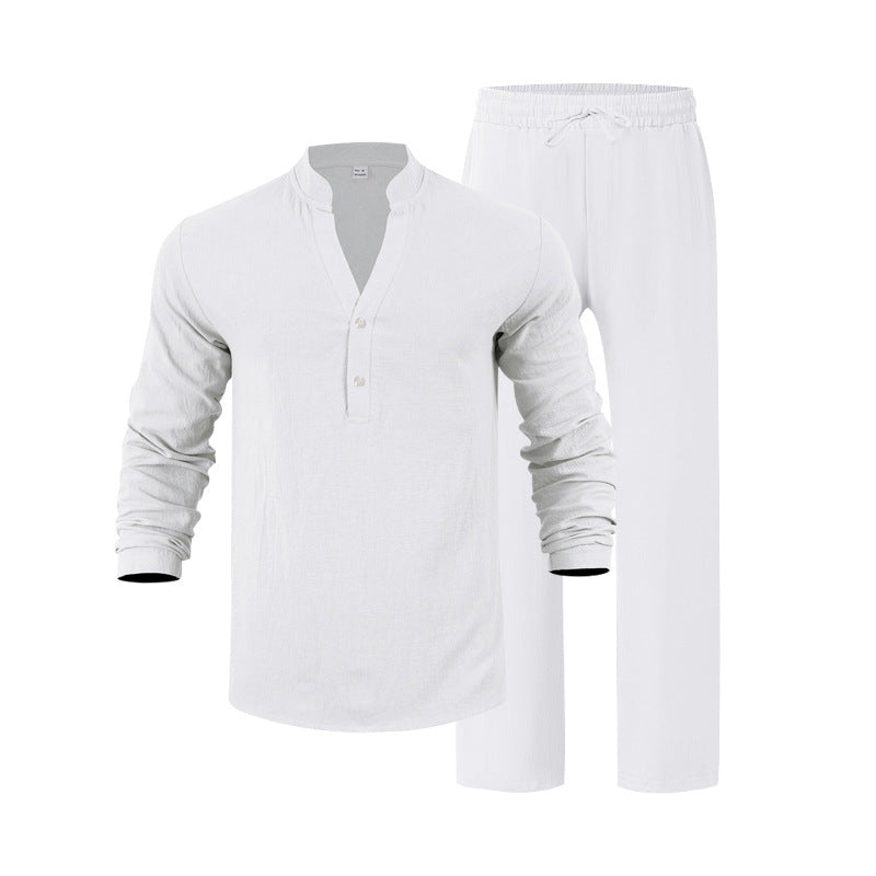 Herren entspannendes Langarm-Hemd & Freizeithose Set Heidi-Mode
