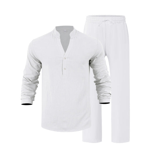 Herren entspannendes Langarm-Hemd & Freizeithose Set Heidi-Mode