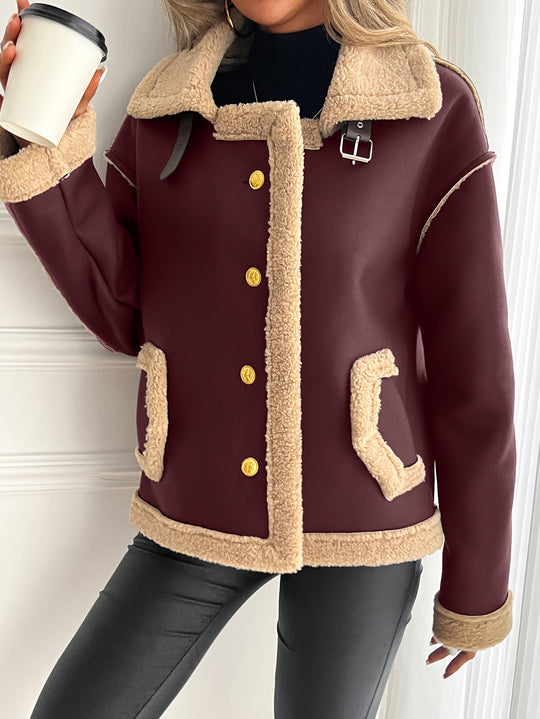 Damen Kurzjacke mit Kunstfellbesatz und praktischen Taschen Heidi-Mode