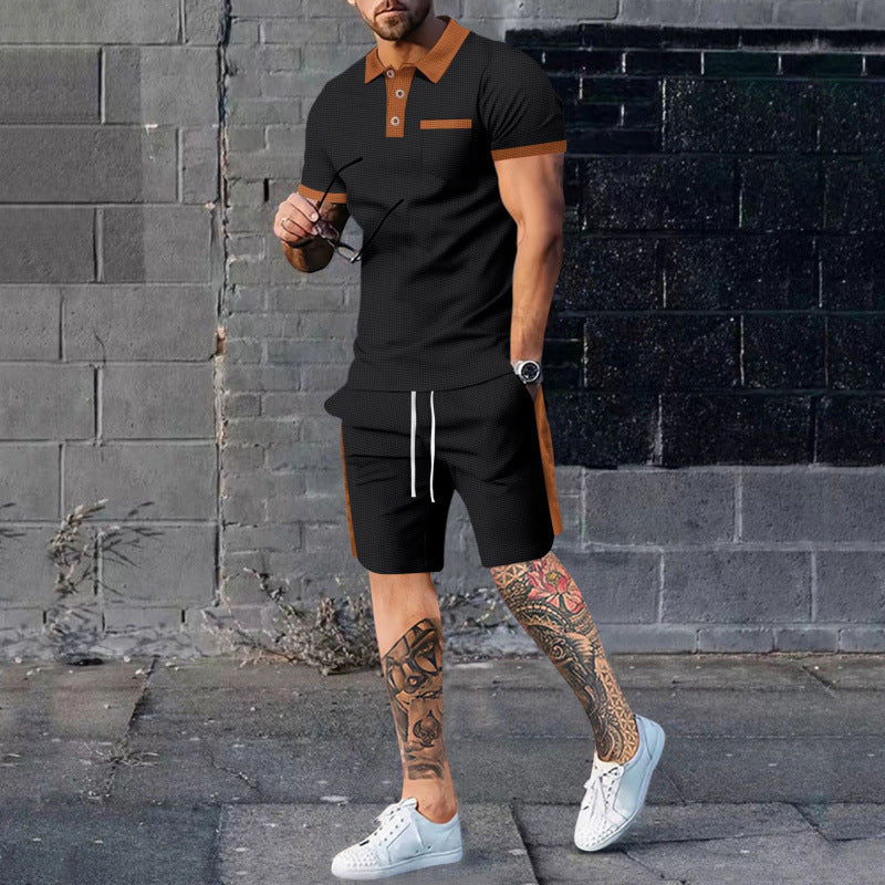 Herren Poloshirt und Shorts Set mit stylischem Kontrastdesign Heidi-Mode