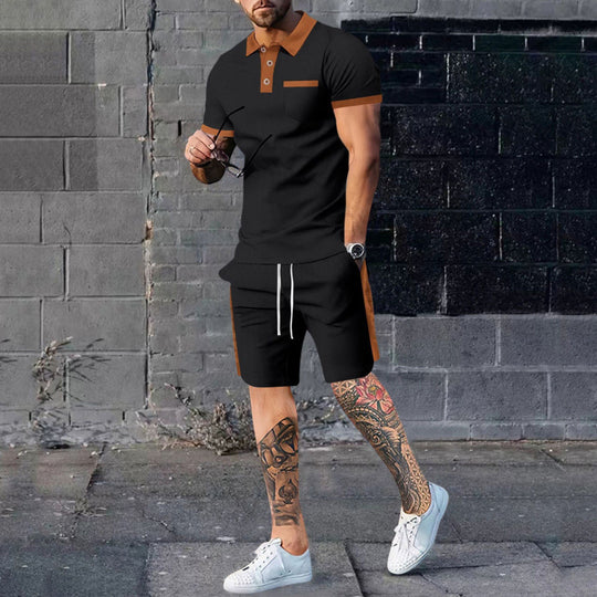 Herren Poloshirt und Shorts Set mit stylischem Kontrastdesign Heidi-Mode