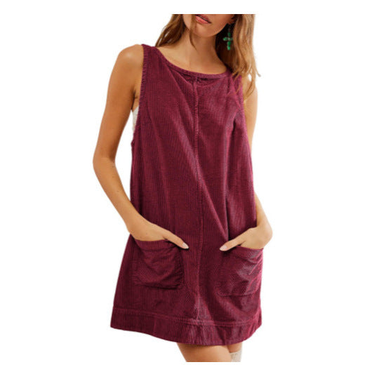 Damen lässiges Jerseykleid mit Taschen und Rundhalsausschnitt Heidi-Mode