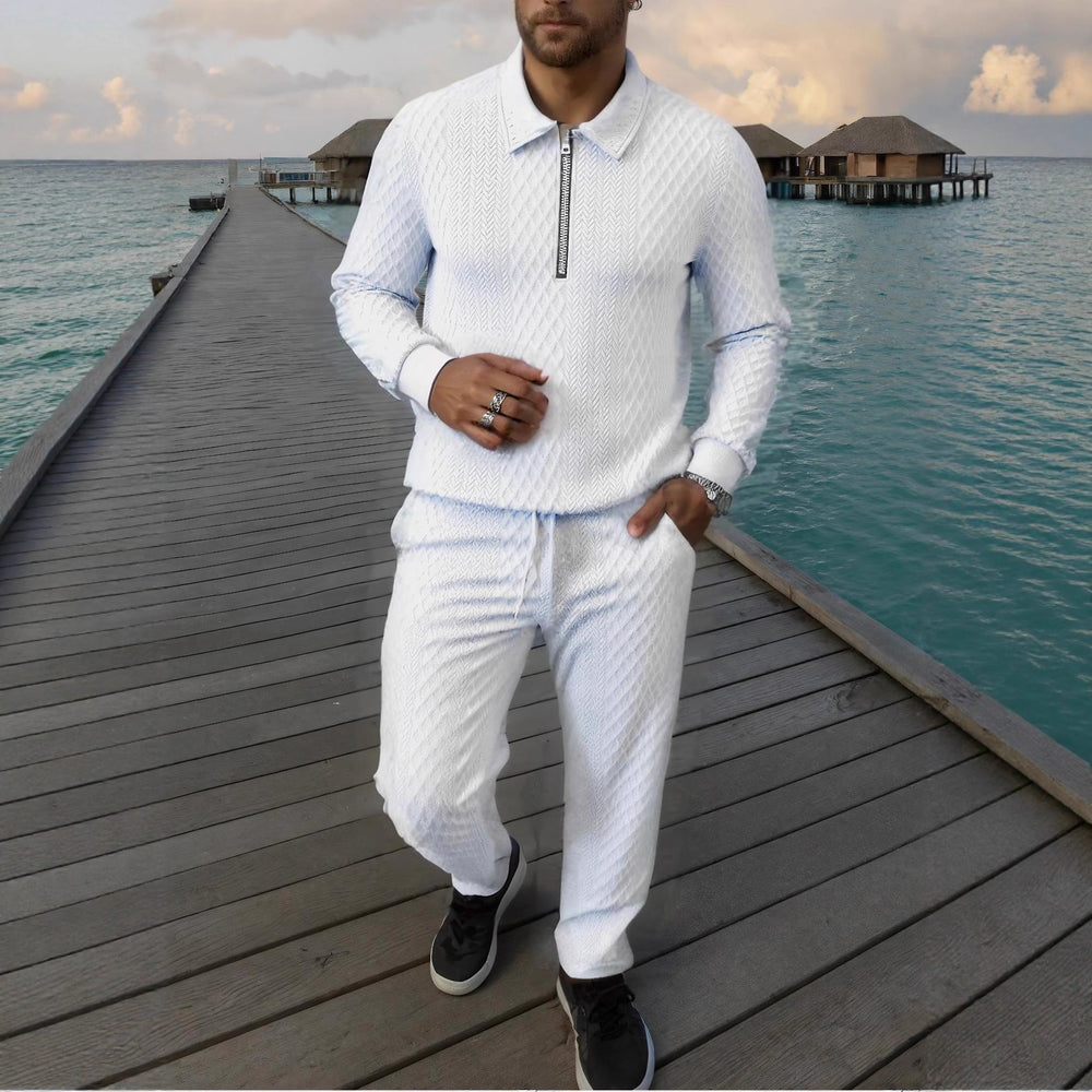 Herren Elegantes Strickanzug aus atmungsaktivem Material mit Stehkragen Heidi-Mode