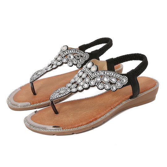 Damen Strandsandalen mit exklusivem Schmuckdetail Heidi-Mode