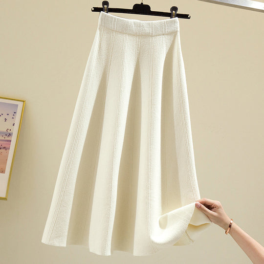 Damen Plissee-Midi-Rock mit elastischem Bund und Struktur Heidi-Mode