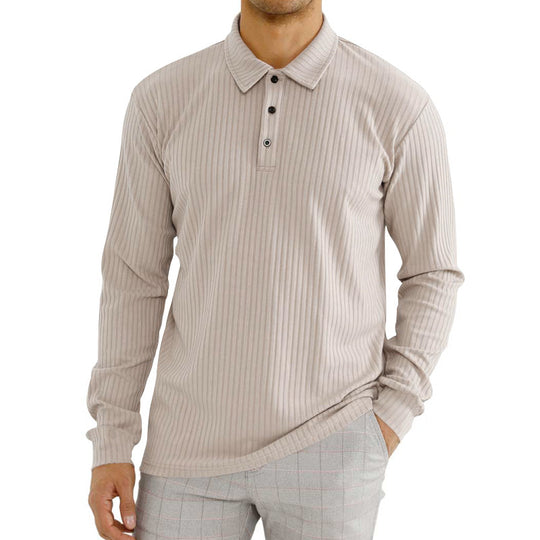 Herren Langarm Poloshirt mit strukturierter Oberfläche und modischem Kragen Heidi-Mode