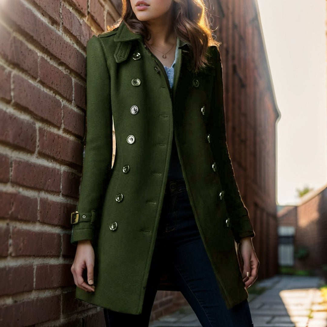 Damen stylischer Wollmantel mit doppelter Knopfleiste Heidi-Mode