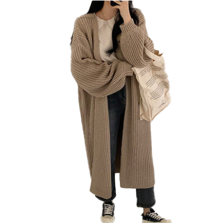 Damen Oversized Strickcardigan mit tiefen Raglanärmeln Heidi-Mode
