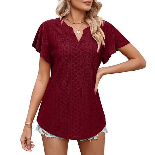 Damen Luftiges Blusenshirt mit effektvollem Lochmuster Heidi-Mode