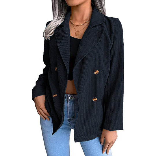 Damen modische Cordjacke mit doppelter Knopfleiste Heidi-Mode