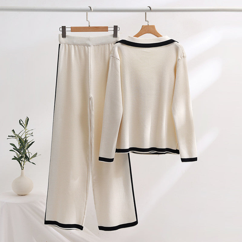 Damen elegantes Loungewear-Set mit Kontrastdetails Heidi-Mode