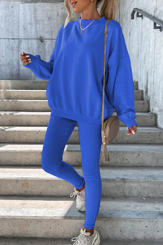 Damen lässiges Oversized Sweatshirt und enganliegende Sportleggings Set Heidi-Mode