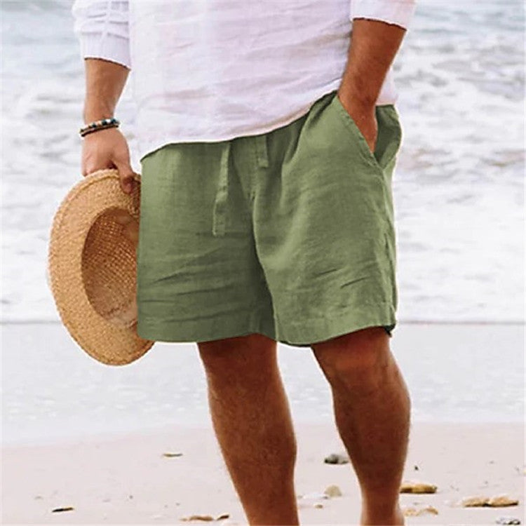 Herren luftige Leinen-Shorts mit elastischem Bund und praktischen Seitentaschen Heidi-Mode