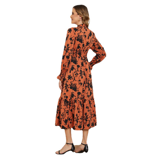 Damen Midikleid mit schmeichelhaftem Schnitt und floralem Design Heidi-Mode