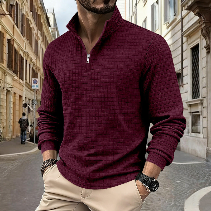 Herren funktionales Langarmshirt mit modernem Stehkragen und Reißverschluss Heidi-Mode