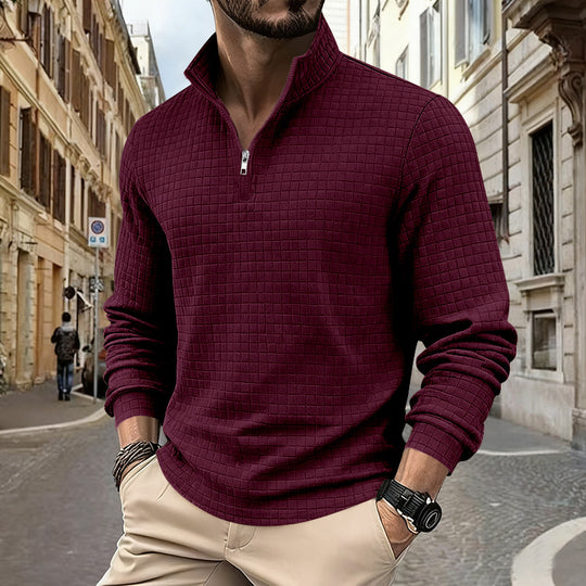 Herren funktionales Langarmshirt mit modernem Stehkragen und Reißverschluss Heidi-Mode