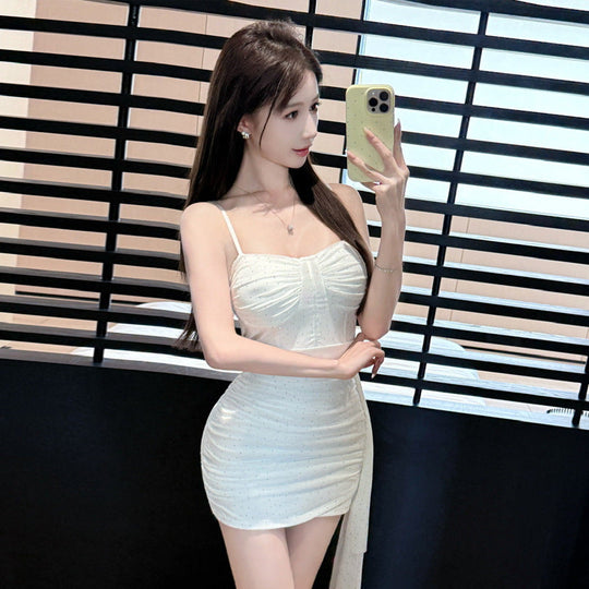 Heidi-Mode | Mesh Spaghetti-Träger Bodycon Fransenkleid