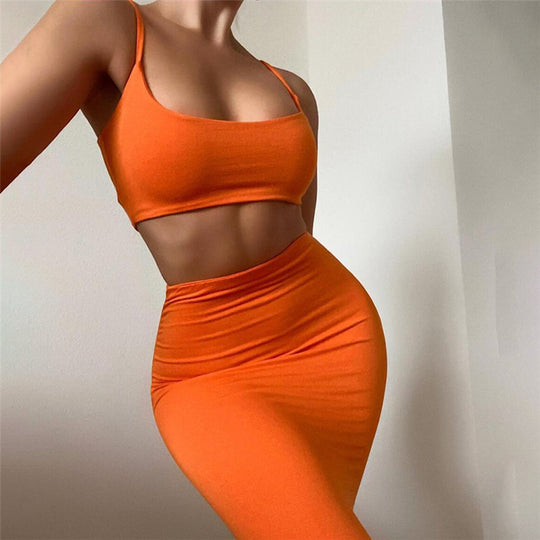 Damen figurbetontes Tube-Top und Bleistiftrock Set Heidi-Mode